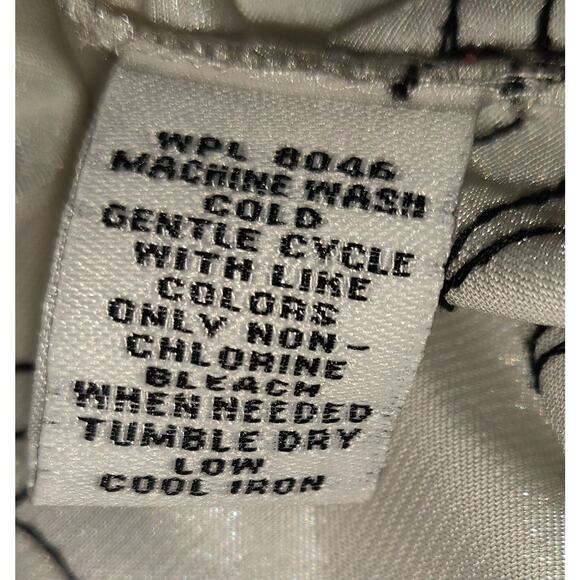 Style & Co Satin Blouse Top 16W Embroidered Black White Flared 3/4 Sleeves - Picture 10 of 16